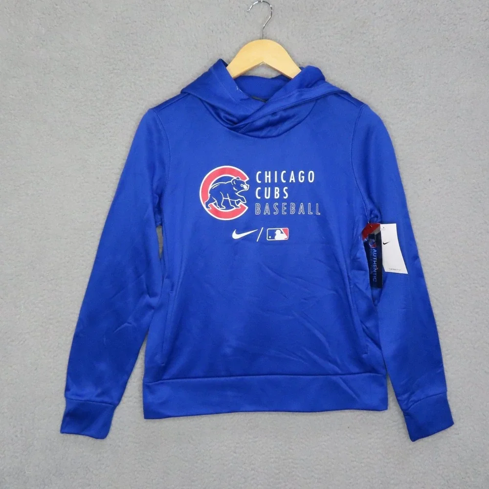 Nike Chicago Cubs‎ Hoodie Sweatshirt Womens Small Blue Long Sleeve Pullover NEW